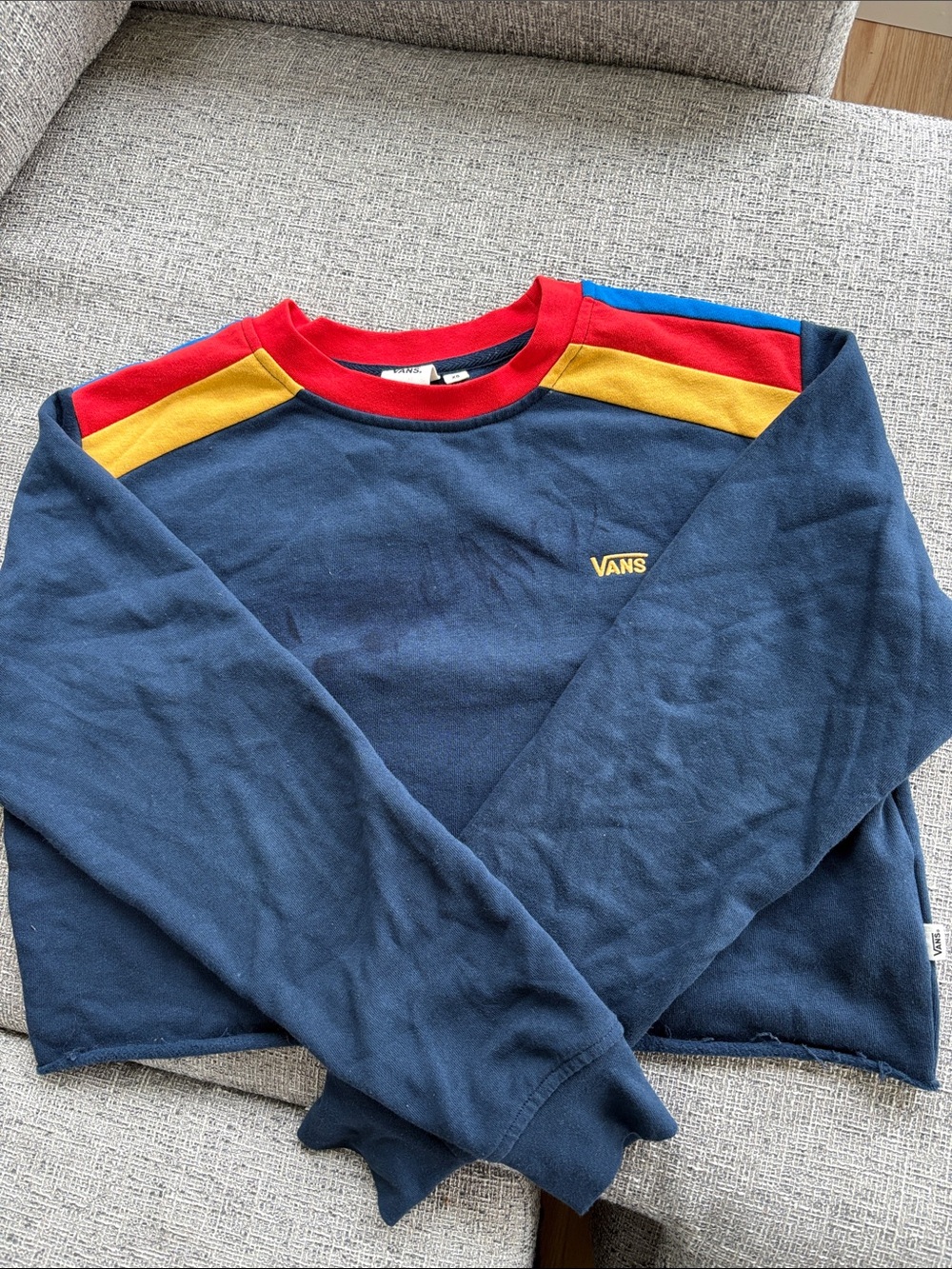 Vans Navy Sweatshirt with Red, Yellow & Blue Shoulder Panels